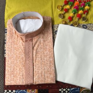 COTTON KURTA PYJAMA PEACH