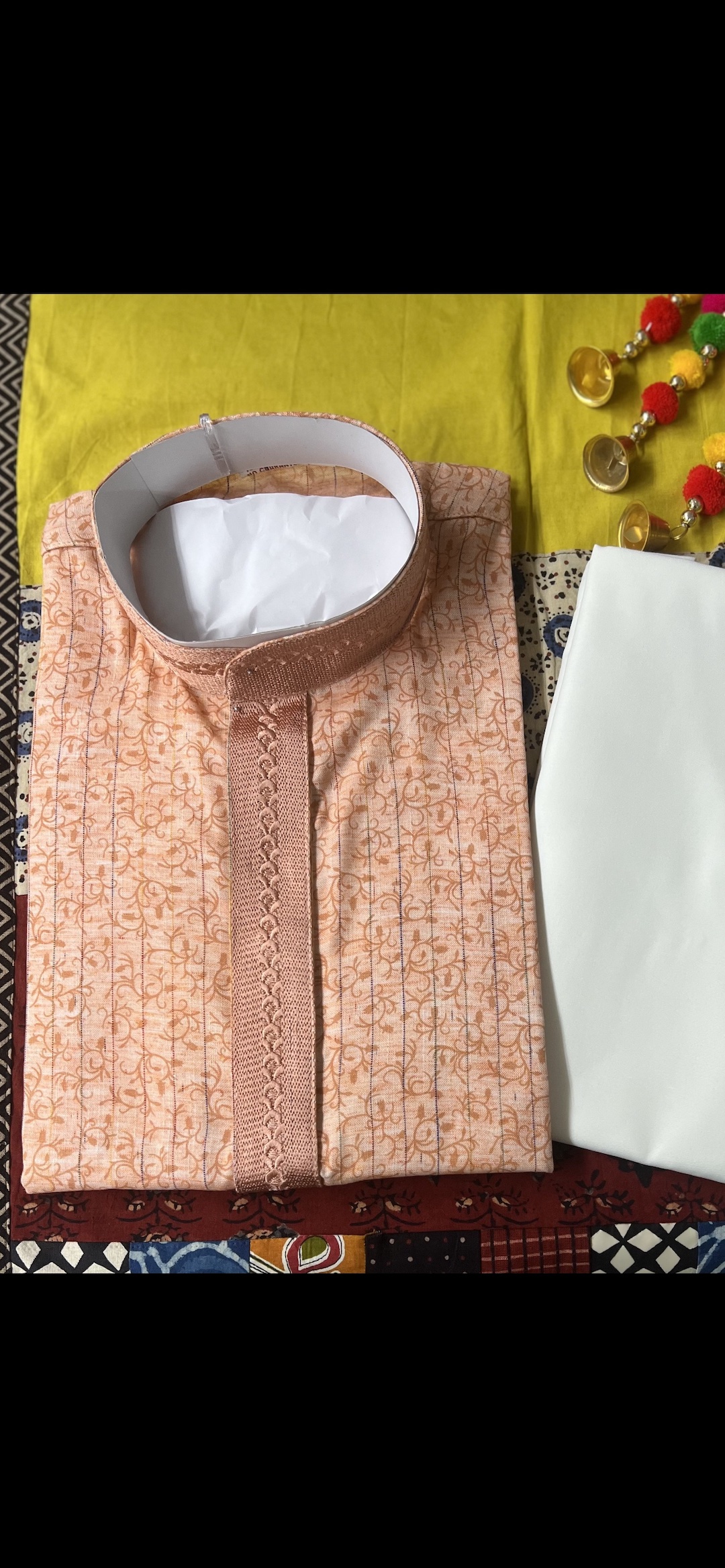 COTTON KURTA PYJAMA PEACH - Image 2