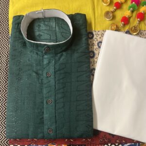 CHIKAN KARI KURTA PYJAMA GREEN