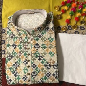 CHIKAN KARI KURTA PYJAMA MULTI COLOUR