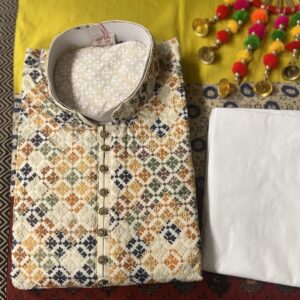 CHIKAN KARI KURTA PYJAMA MULTI COLOUR