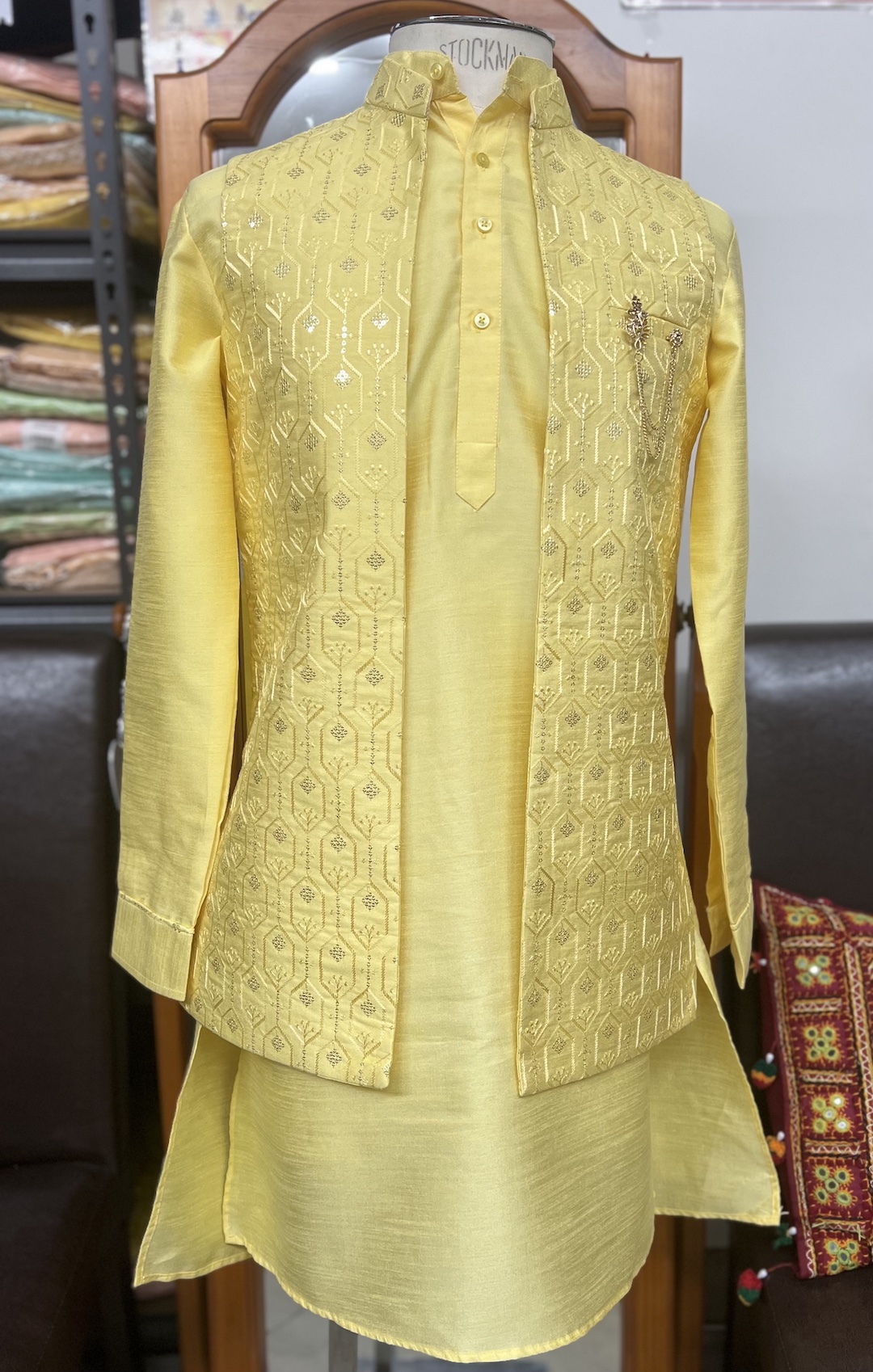 KURTA PYJAMA WITH LONG WAISTCOAT