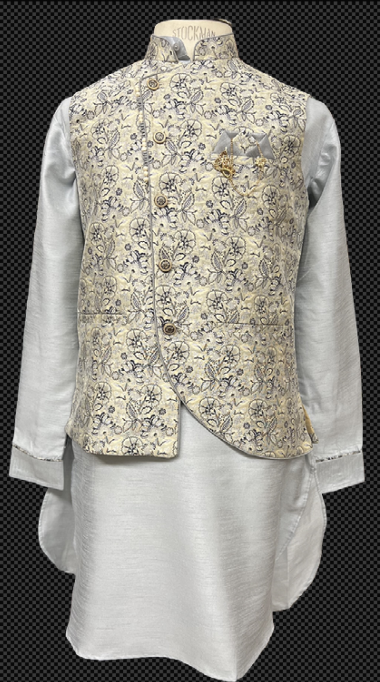 KURTA PYJAMA WITH WAISTCOAT GREY