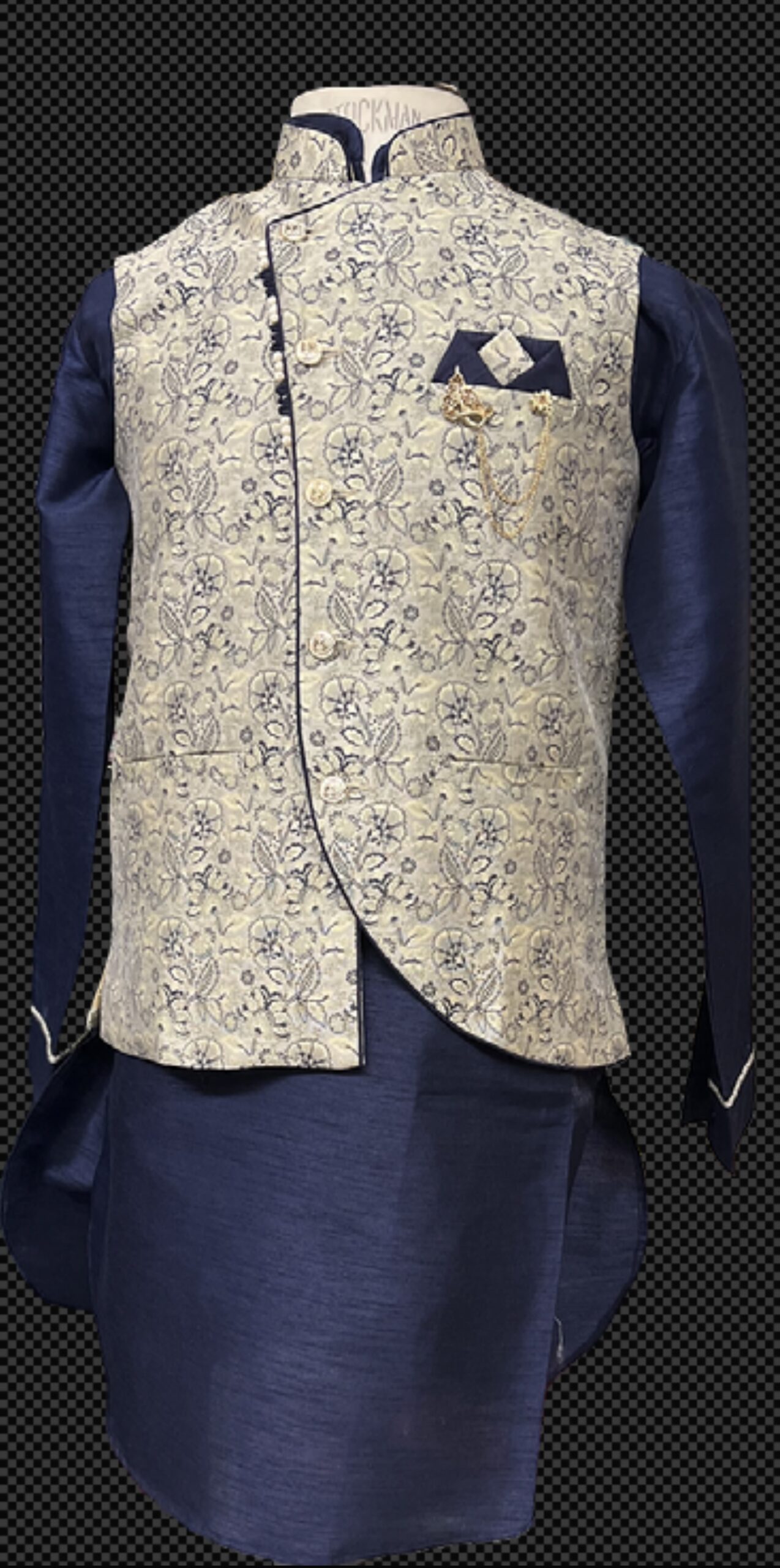 KURTA PYJAMA WIRH WASITCOAT BLUE