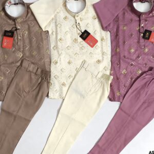 KIDS KURTA PYJAMA  PURPLE,BROWN,OFF WHITE COLOUR