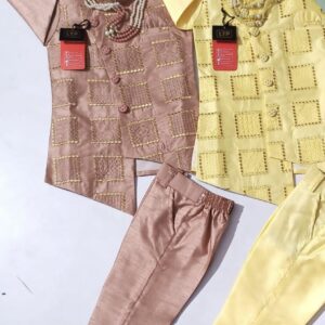 KIDS  WAISTCOAT WITH PANT PEACH