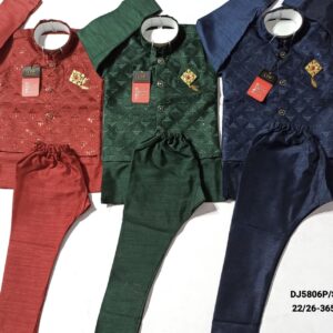KIDS KURTA PYJAMA WITH WAISTCOAT GREEN/ BLUE/ MAROON