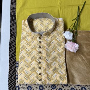 CHIKAN KARI KURTA PYJAMA AMBER COLOUR
