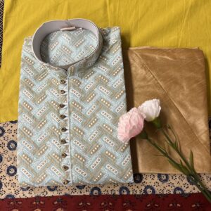 CHIKAN KARI KURTA PYJAMA AQUQ COLOUR