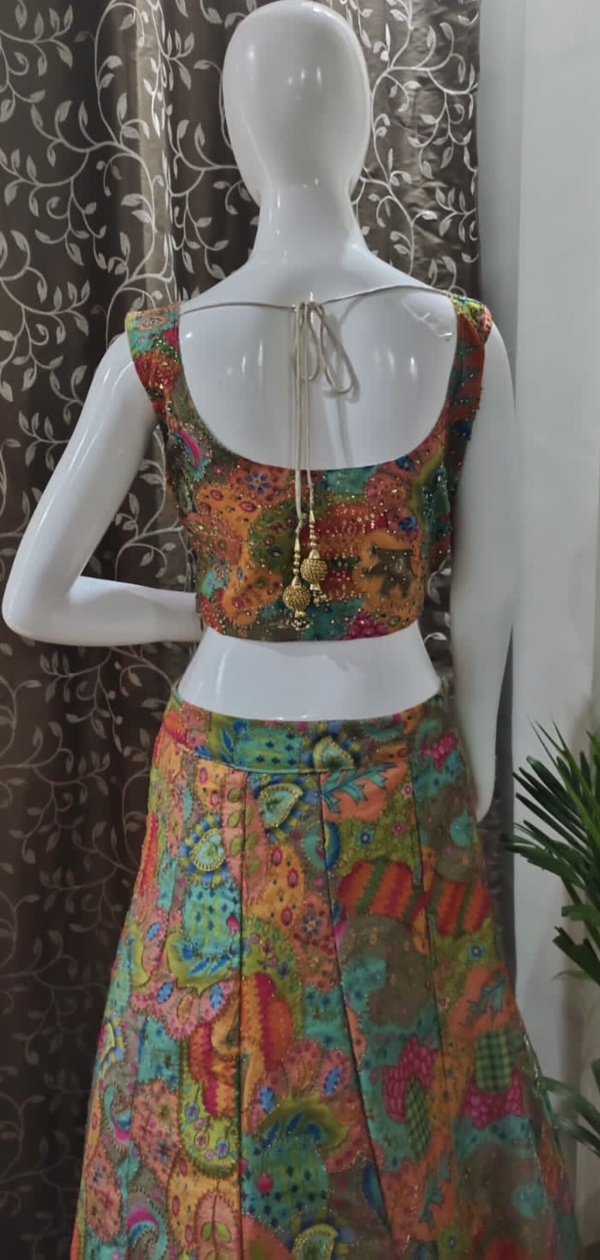 MULTI COLOUR ART SILK BASE ZARI WORK LEHENGA CHOLI WITH DUPATTA - Image 3