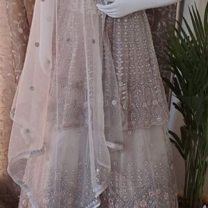 GREY SEQUINCE &BEADS EMBROIDERED WORK GEORGETTE LEHENGA CHOLI