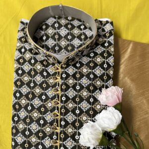 CHIKAN KARI KURTA PYJAMA BLACK AND WHITE COLOUR