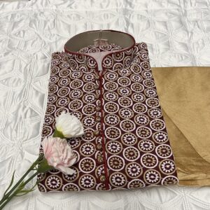CHIKAN KARI KURTA PYJAMA MAROON COLOUR