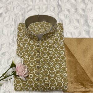 CHIKAN KARI KURTA PYJAMA MEHENDI COLOUR