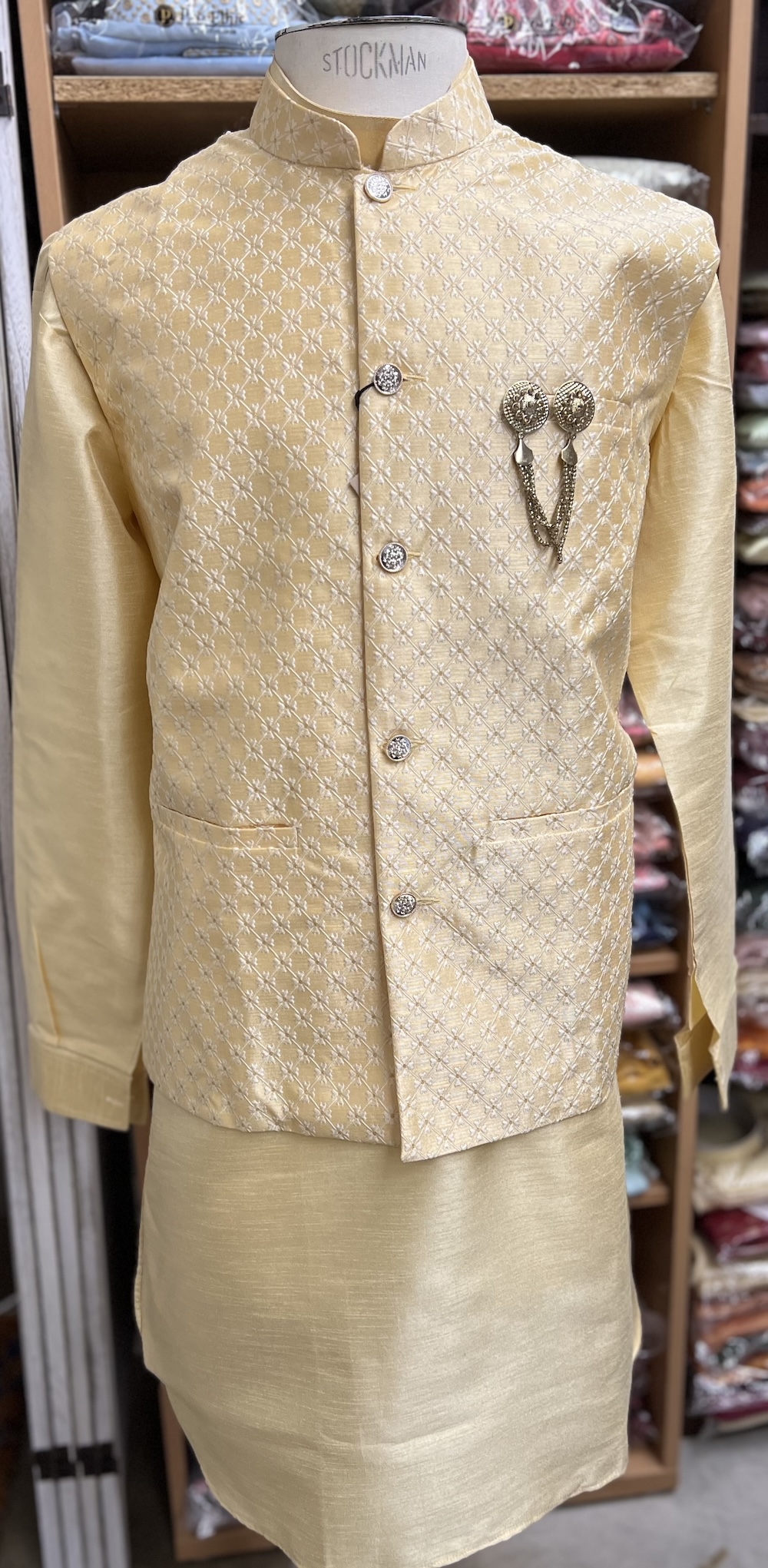 KURTA PYJAMA WITH WAISTCOAT GOLDEN COLOUR