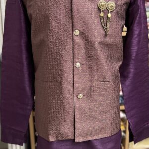 KURTA PYJAMA WITH WAISTCOAT PURPLE  COLOUR