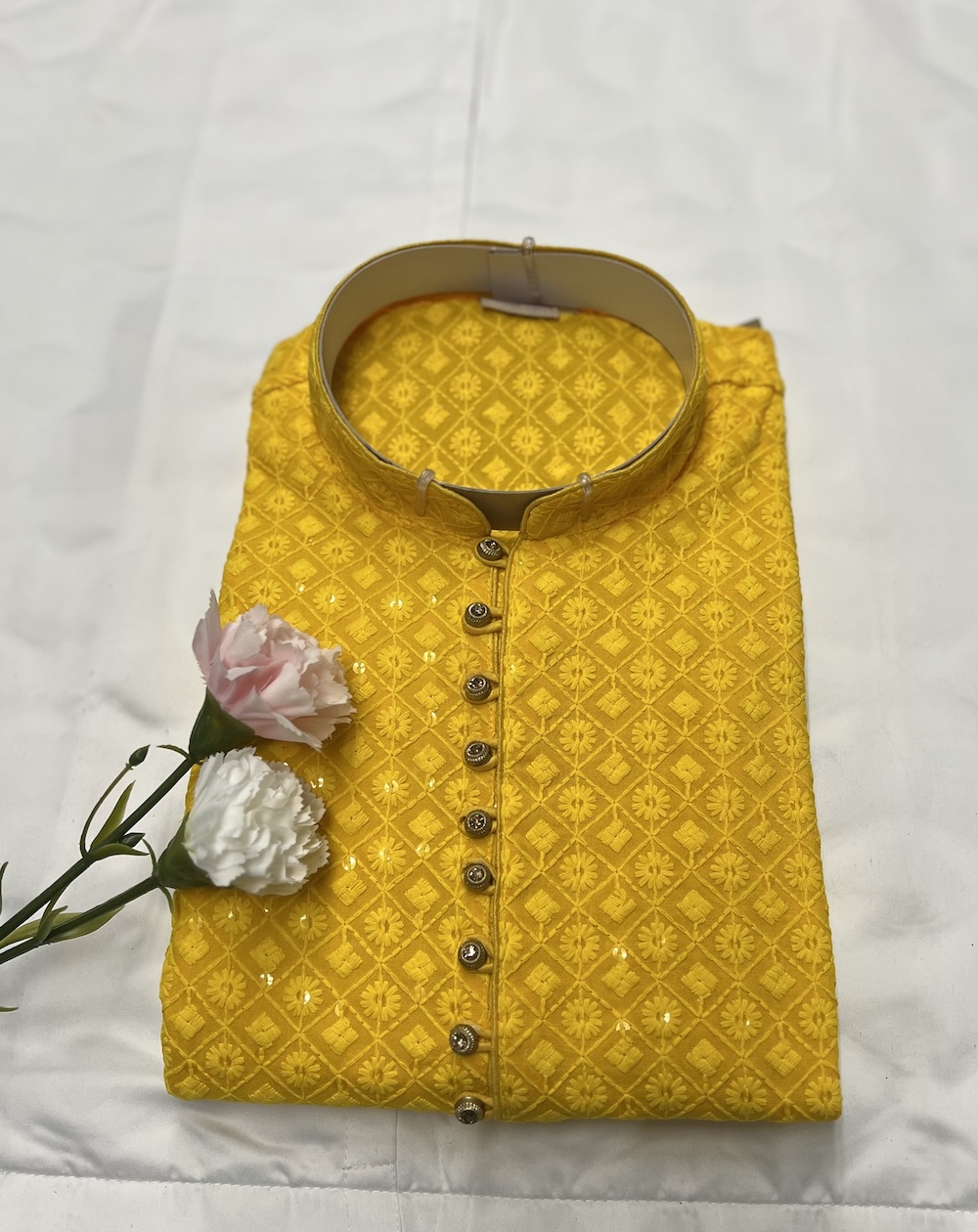 CHIKAN KARI KURTA PYJAMA MAROON COLOUR - Image 5