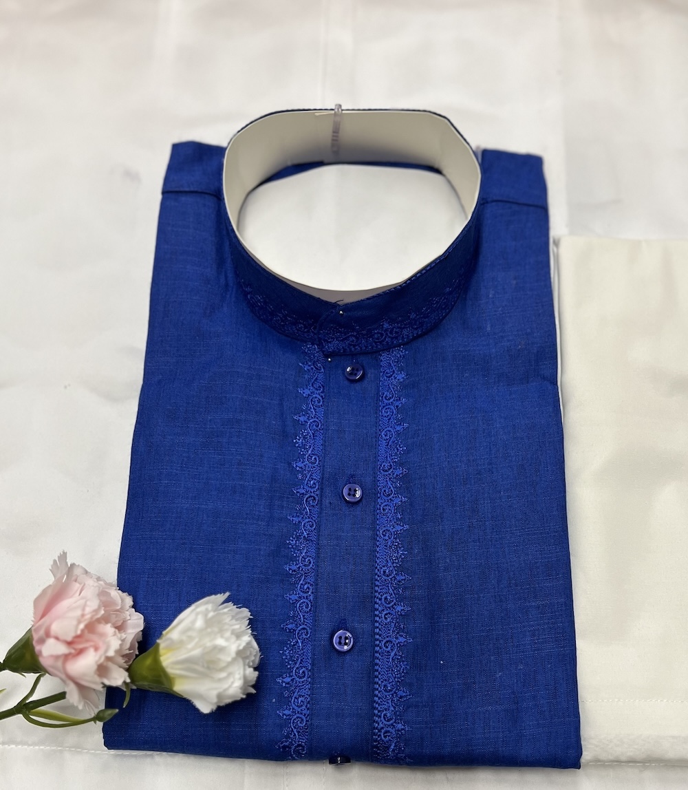 COTTON KURTA PYJAMA NAVY BLUE