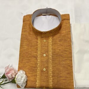 COTTON KURTA PYJAMA MUSTARD COLOUR