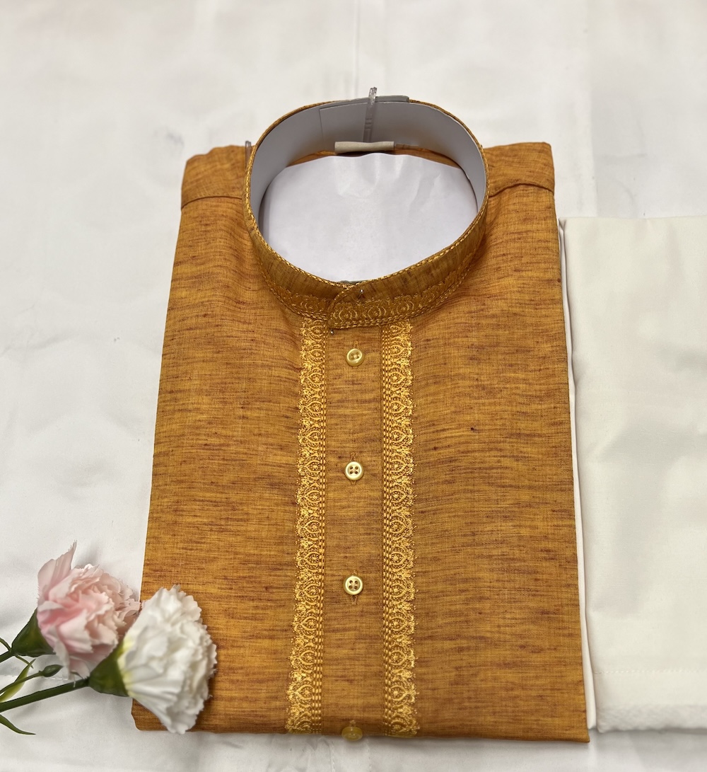 COTTON KURTA PYJAMA MUSTARD COLOUR