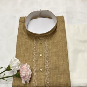 COTTON KURTA PYJAMA LIGHT BROWN