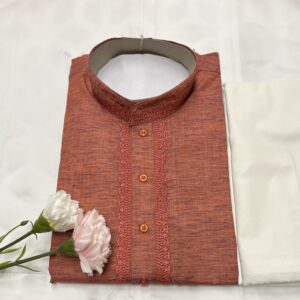COTTON KURTA PYJAMA RUST COLOUR