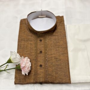 COTTON KURTA PYJAMA BROWN COLOUR