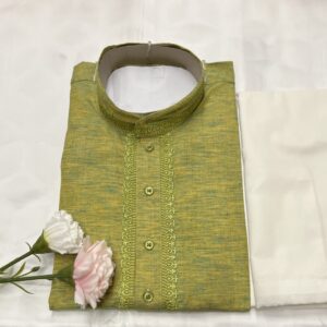COTTON KURTA PYJAMA GREEN COLOUR