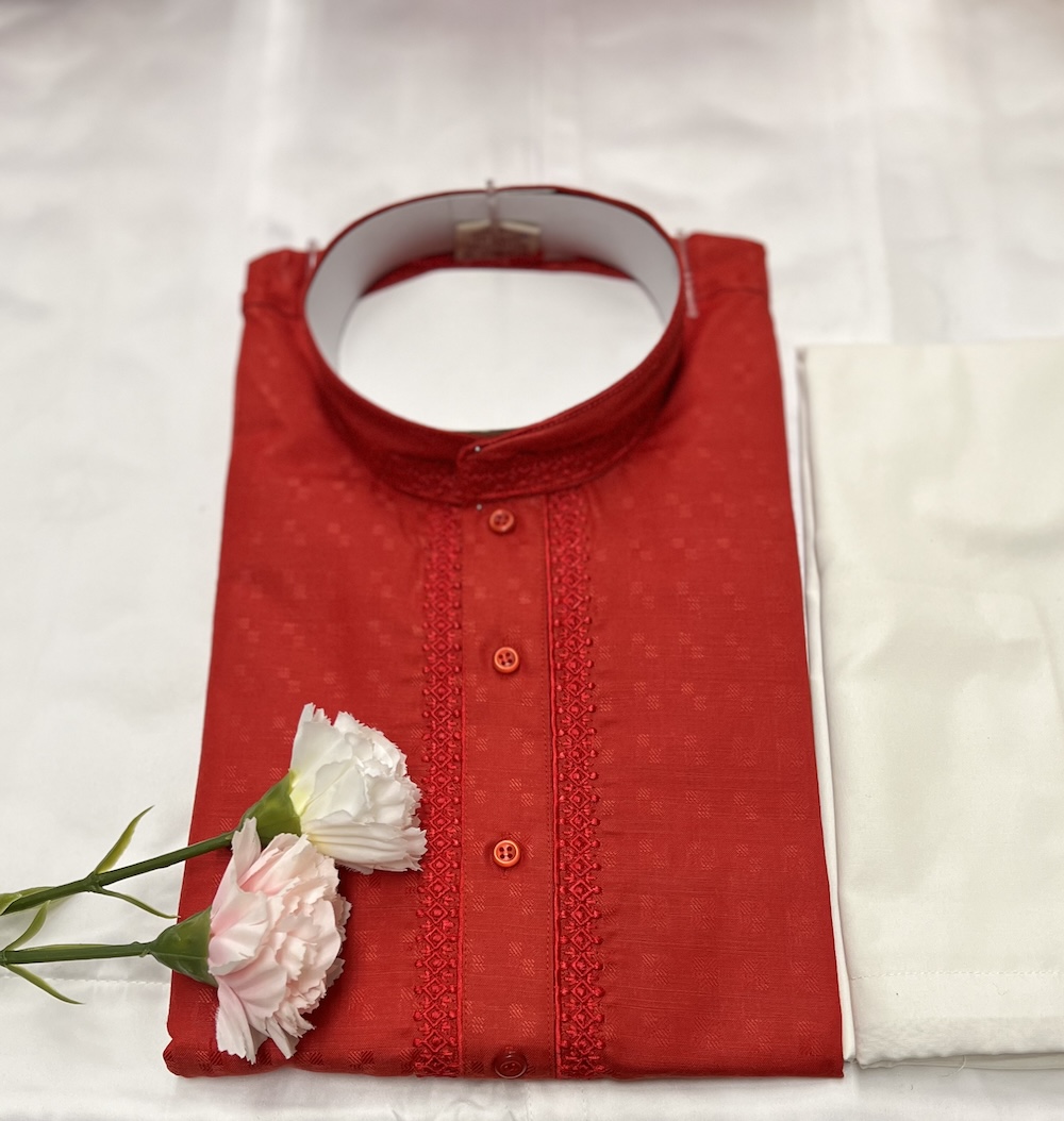 COTTON KURTA PYJAMA MAROON COLOUR