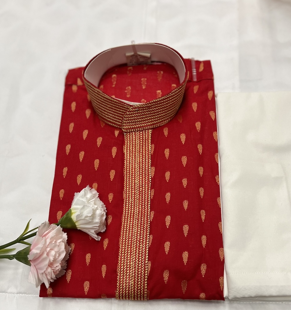 COTTON KURTA PYJAMA MAROON COLOUR