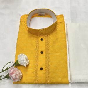 COTTON KURTA PYJAMA YELLOW COLOUR