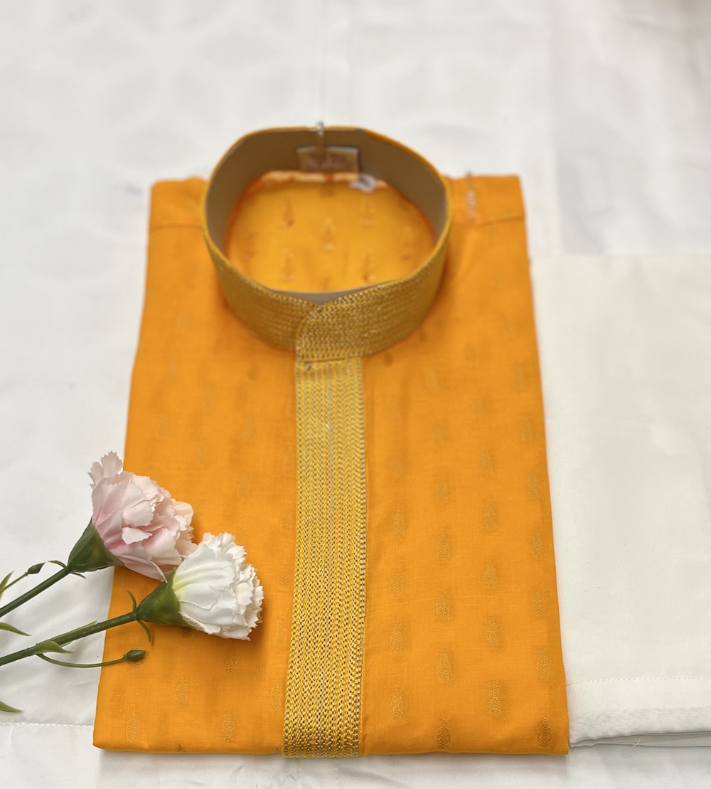 COTTON KURTA PYJAMA ORANGE COLOUR