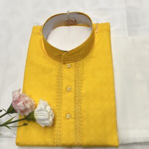 COTTON KURTA PYJAMA YELLOW COLOUR
