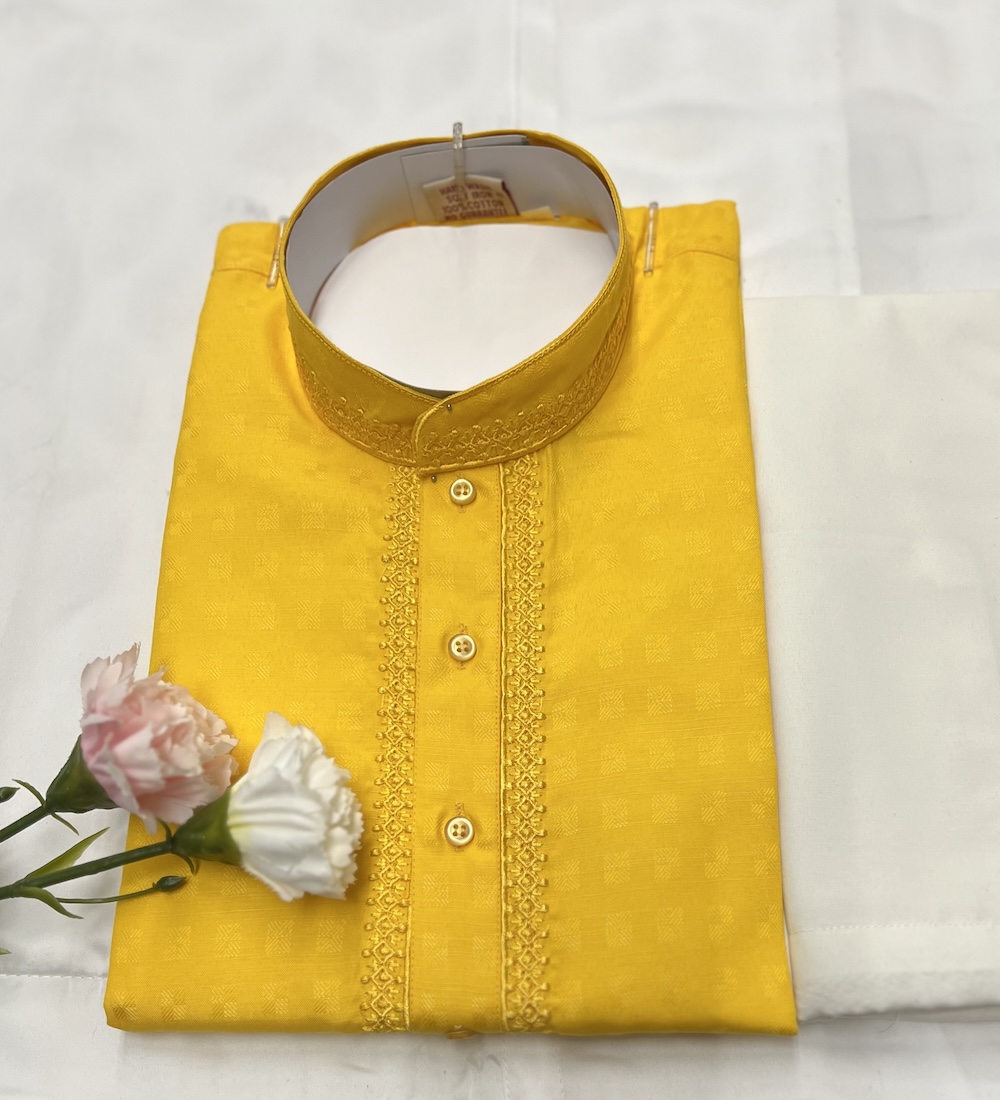 COTTON KURTA PYJAMA YELLOW COLOUR