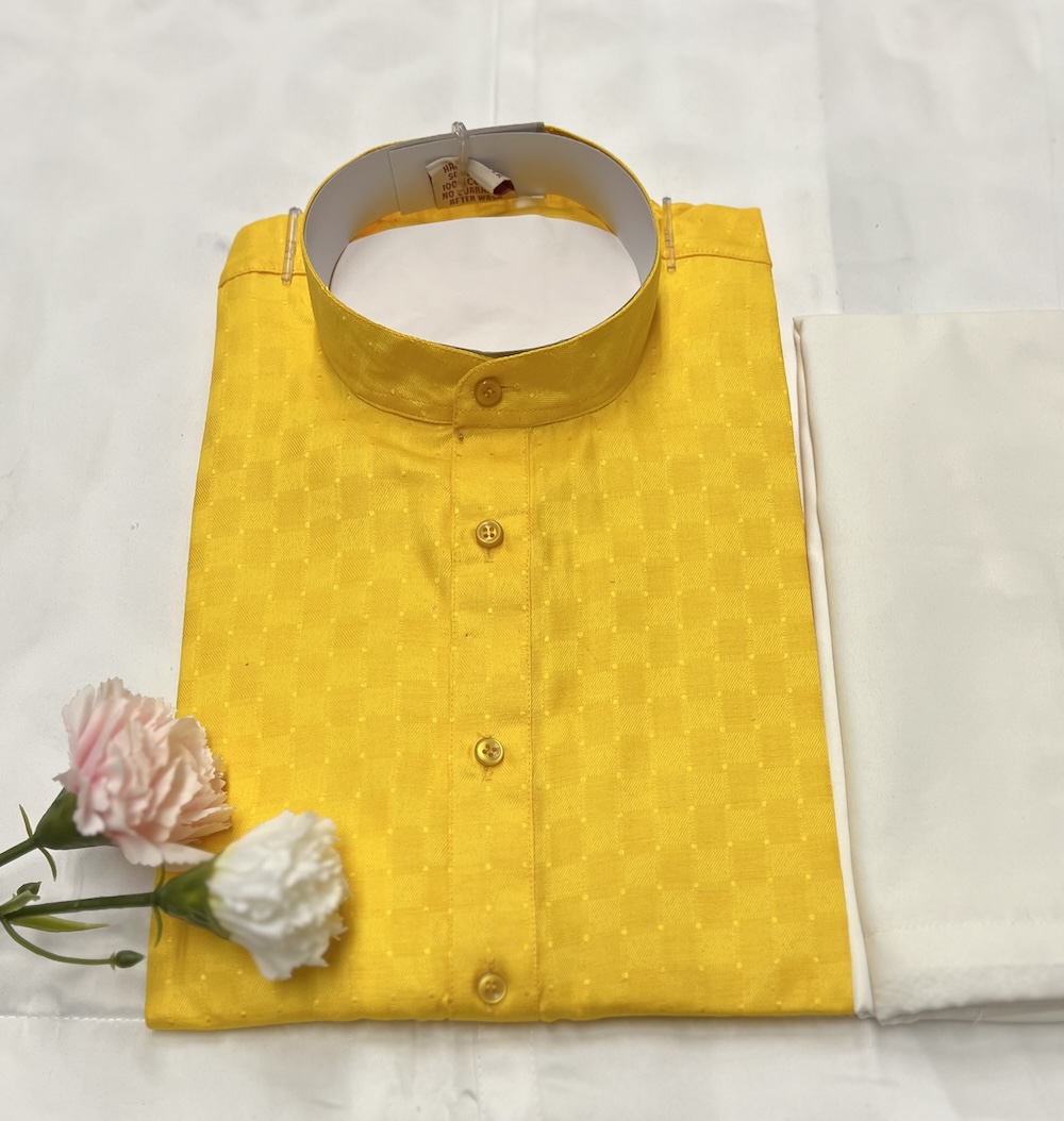 COTTON KURTA PYJAMA YELLOW COLOUR