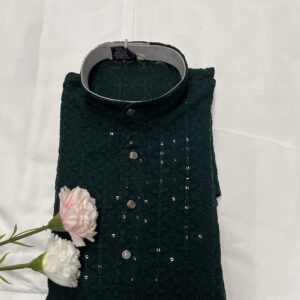 KIDS CHIKAN KARI KURTA SETS GREEN
