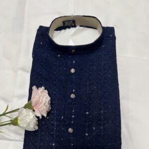 KIDS CHIKAN KARI KURTA SETS BLUE