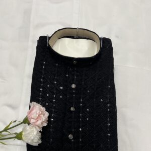 KIDS CHIKAN KARI KURTA SETS BLACK