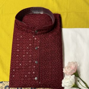 KIDS CHIKAN KARI KURTA SETS MAROON