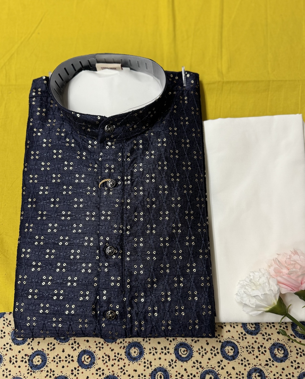 MENS SILK KURTA SETS BLUE COLOUR