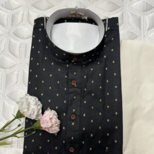 COTTON KURTA PYJAMA BLACK