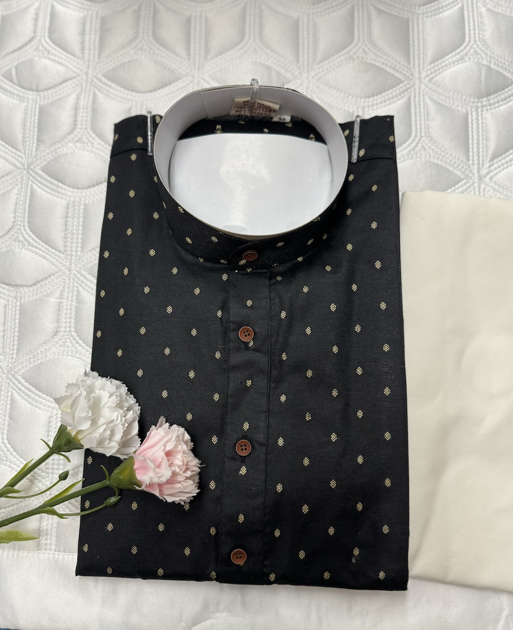 COTTON KURTA PYJAMA BLACK