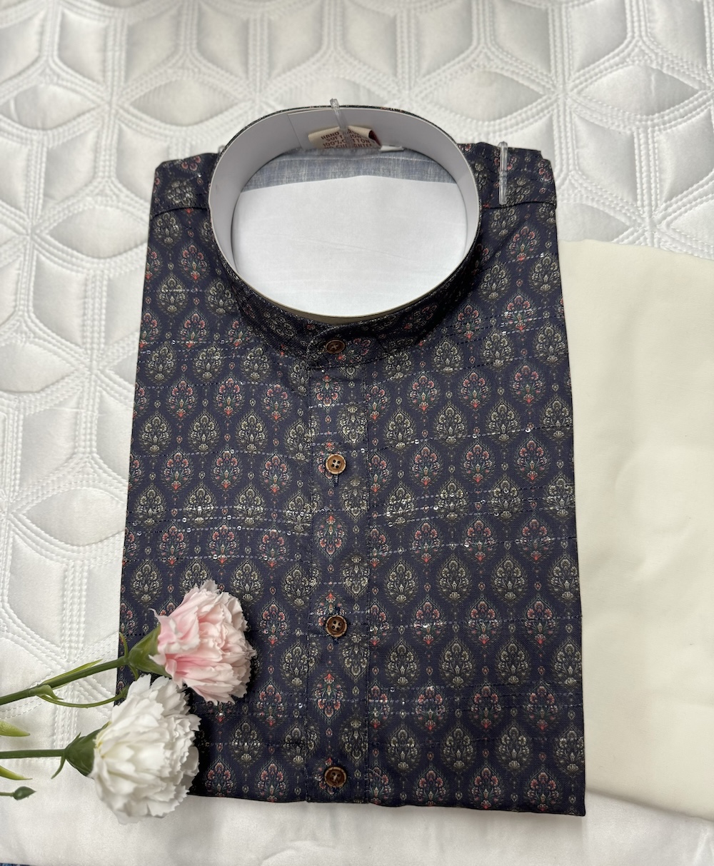 COTTON KURTA PYJAMA BLUE