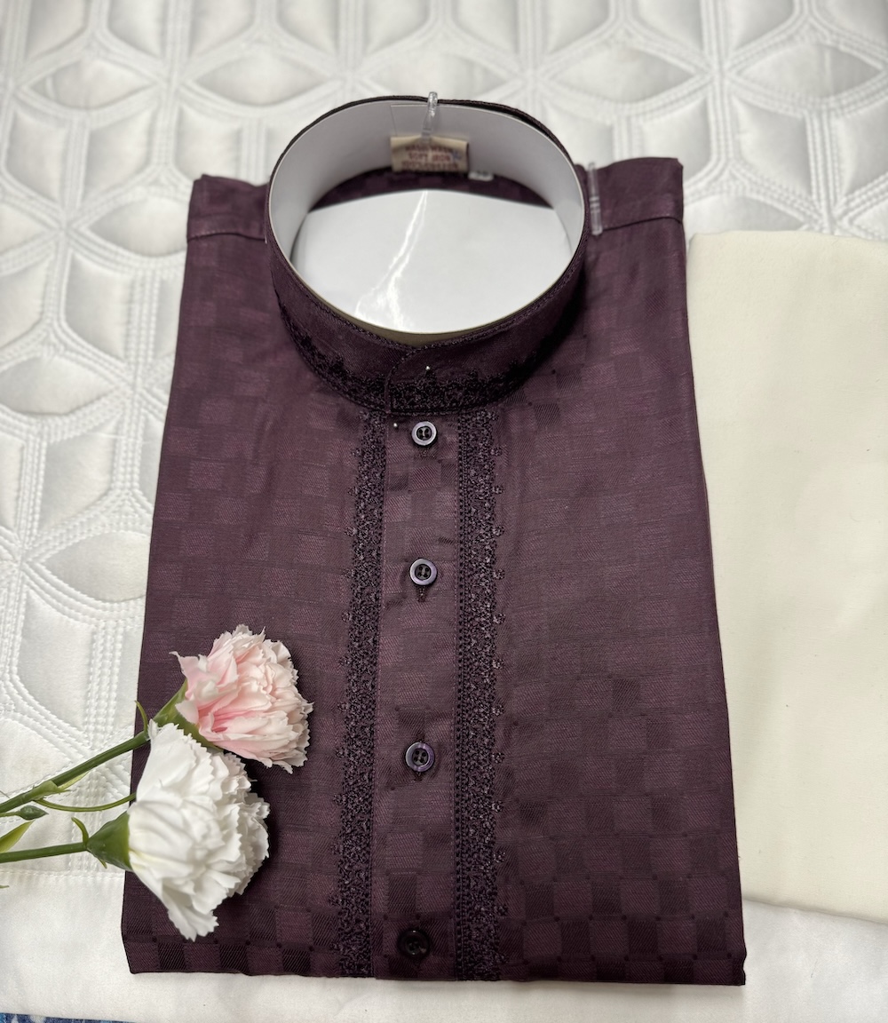 COTTON KURTA PYJAMA PURPLE