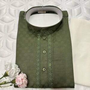COTTON KURTA PYJAMA GREEN