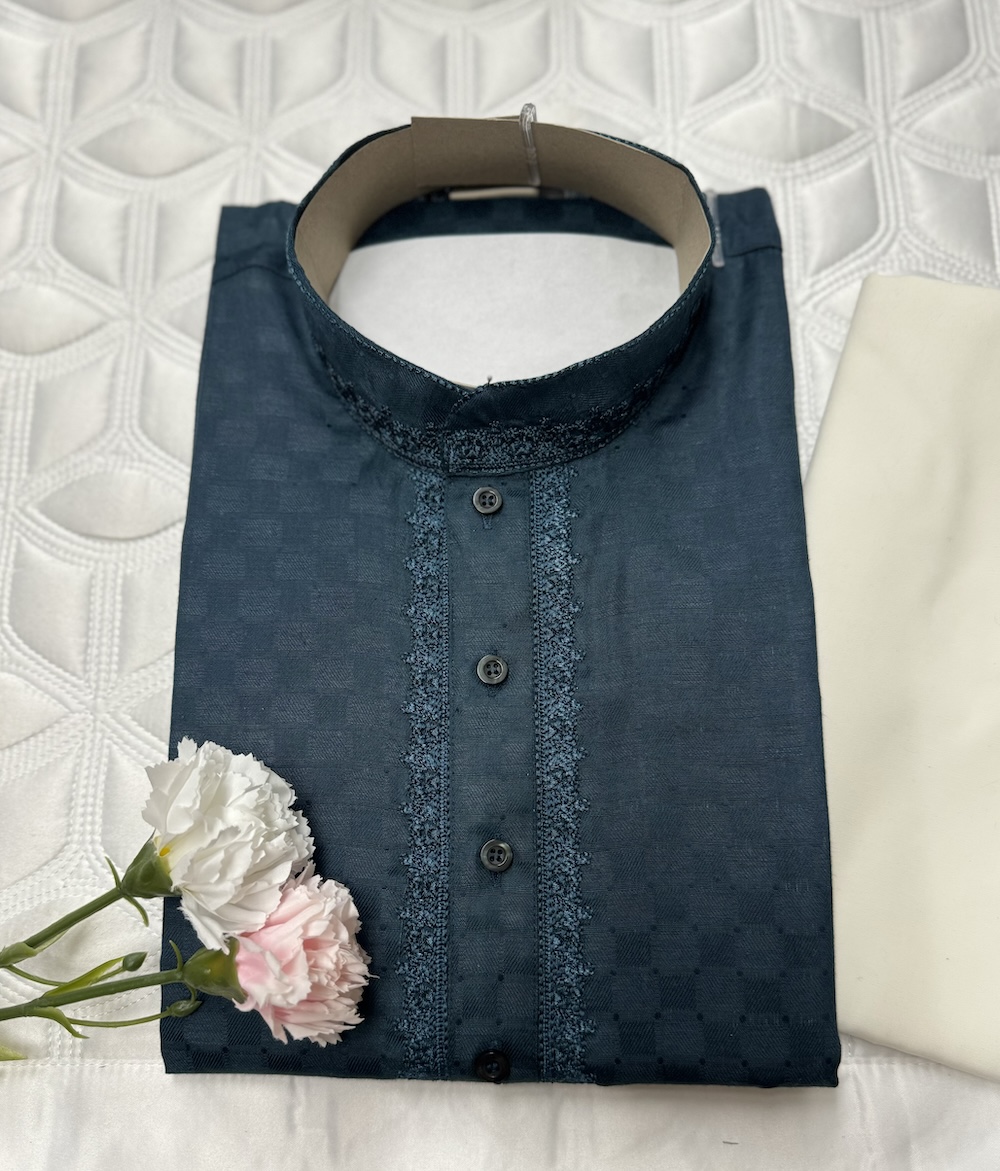 COTTON KURTA PYJAMA TEAL