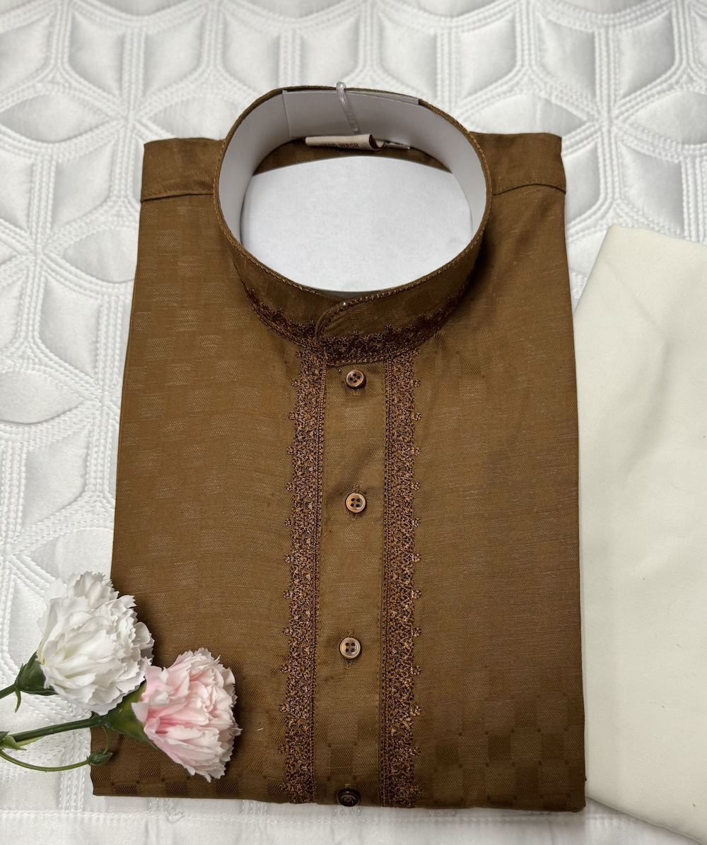COTTON KURTA PYJAMA BROWN