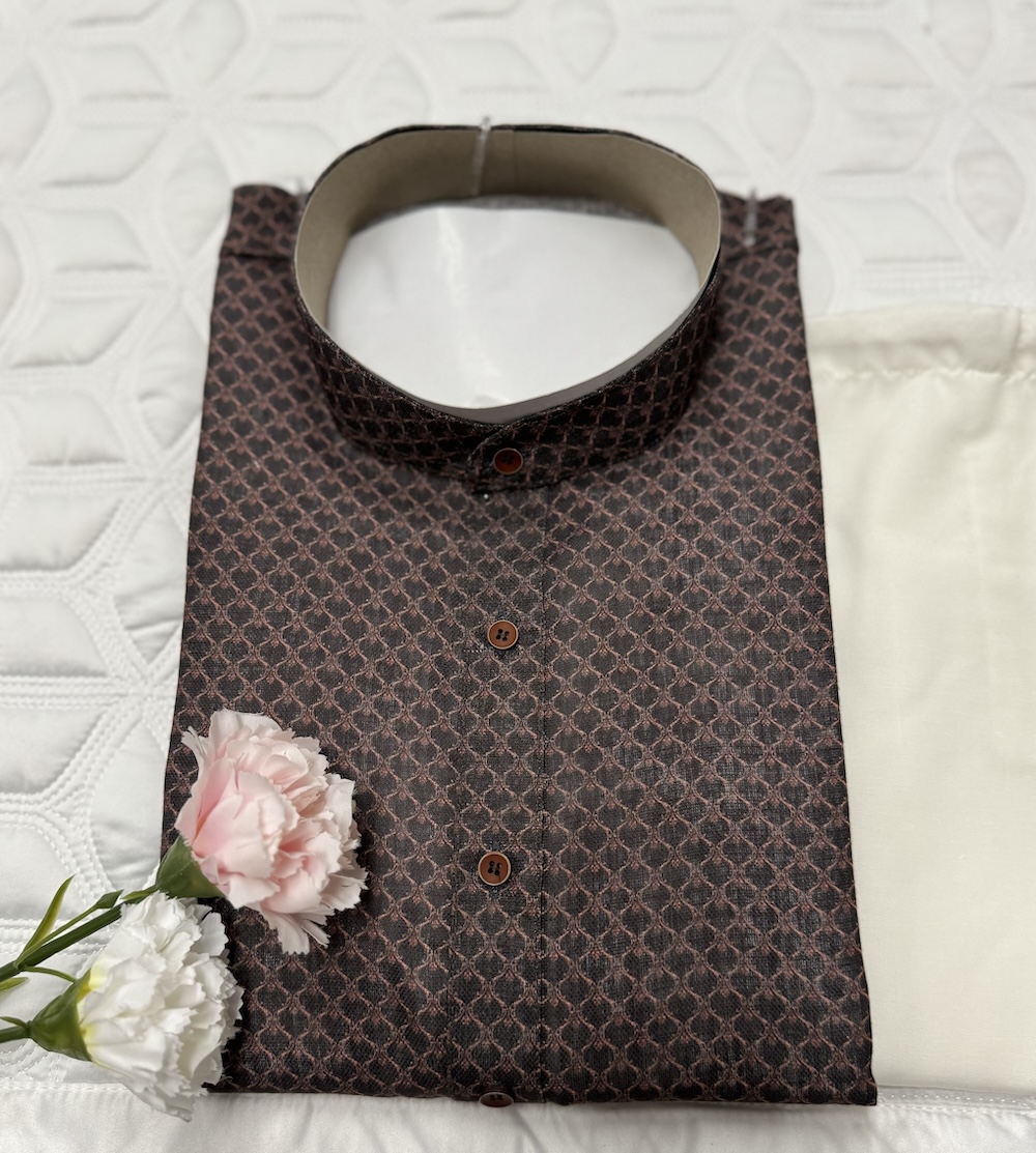 COTTON KURTA PYJAMA BROWN