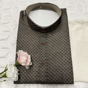 COTTON KURTA PYJAMA GREENISH BLACK