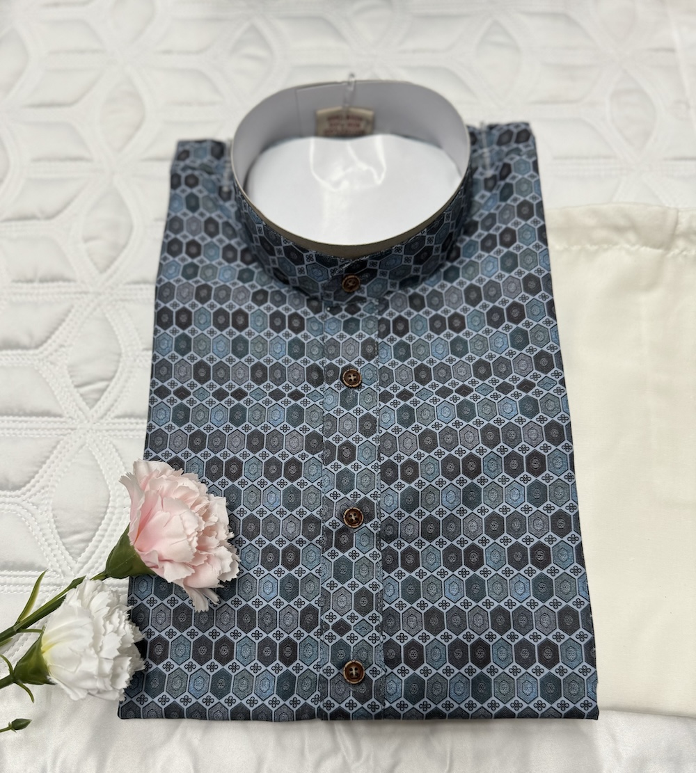 COTTON KURTA PYJAMA BLUE